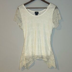 Shannon Ford New York Lace Handkerchief Hem Top - Size L